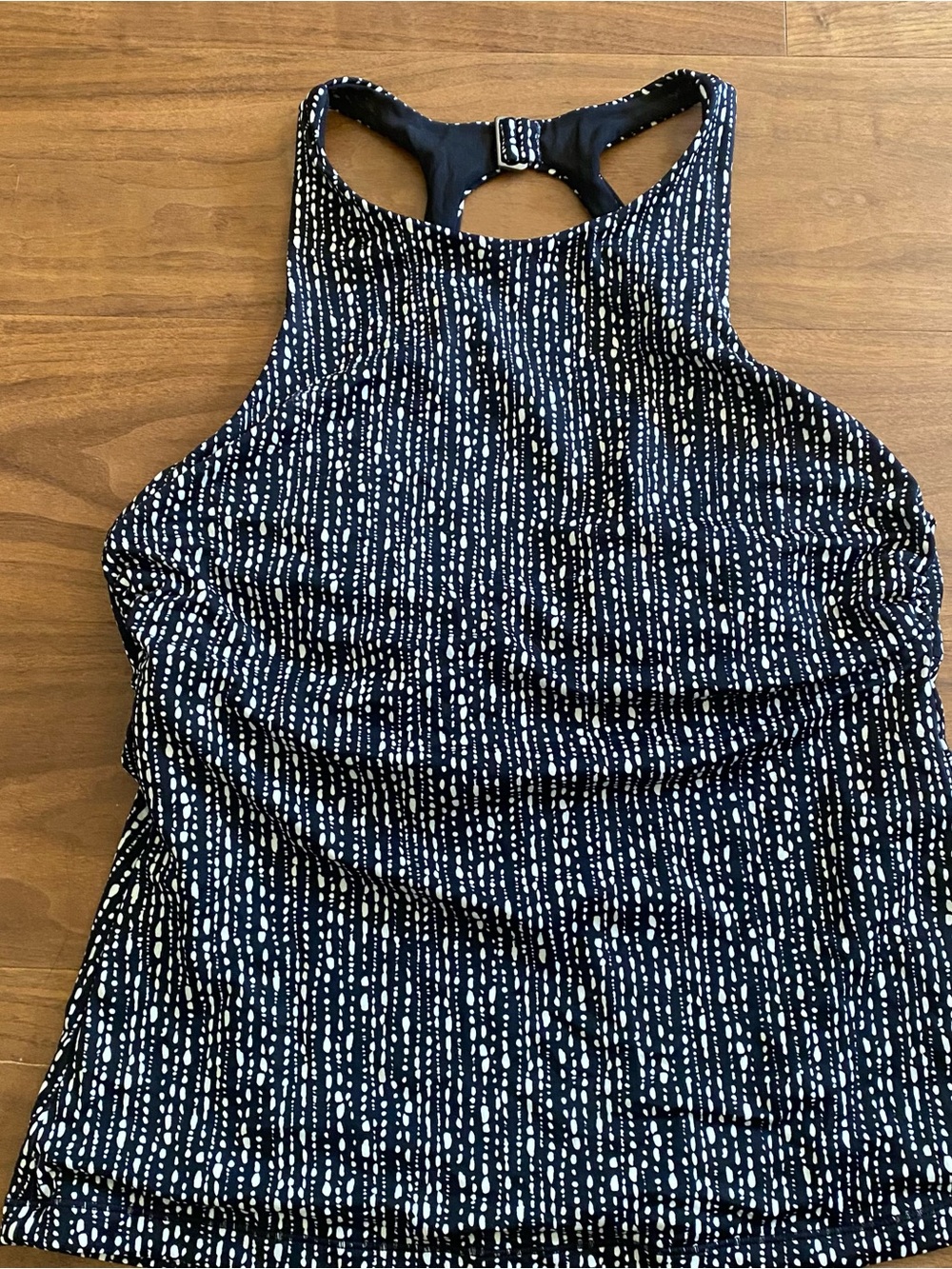 Athleta Black White Tankini Swim Top 40B/C